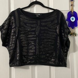 Forever 21 Black Sequin Crop Top - Size Large 🖤